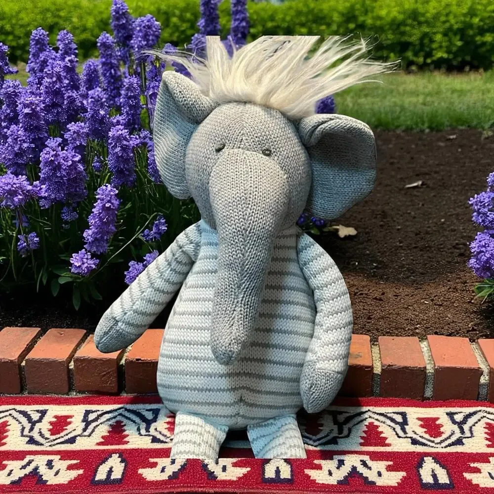 MudPie Knit Elephant Plush Striped Safari Nursery Stuffed Animal Toy Gift 15